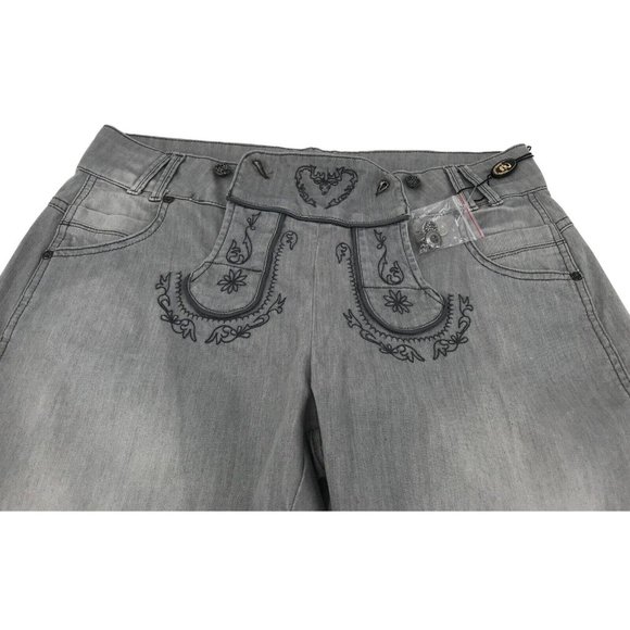 Country Line Trachenmode Pants Womens Size XL Gray Embroidered Austrian German - Picture 9 of 16